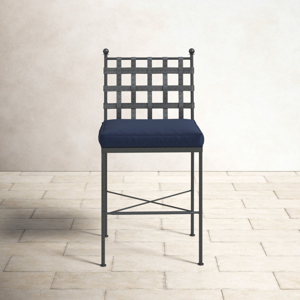 Birch Lane™ Lucier Iron Outdoor 32'' Bar Stool with Sunbrella Cushion